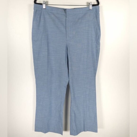 NWOT POLO RALPH LAUREN Kick Flare Crop Pants Chambray Blue 100% Cotton Size 14 - Picture 5 of 14